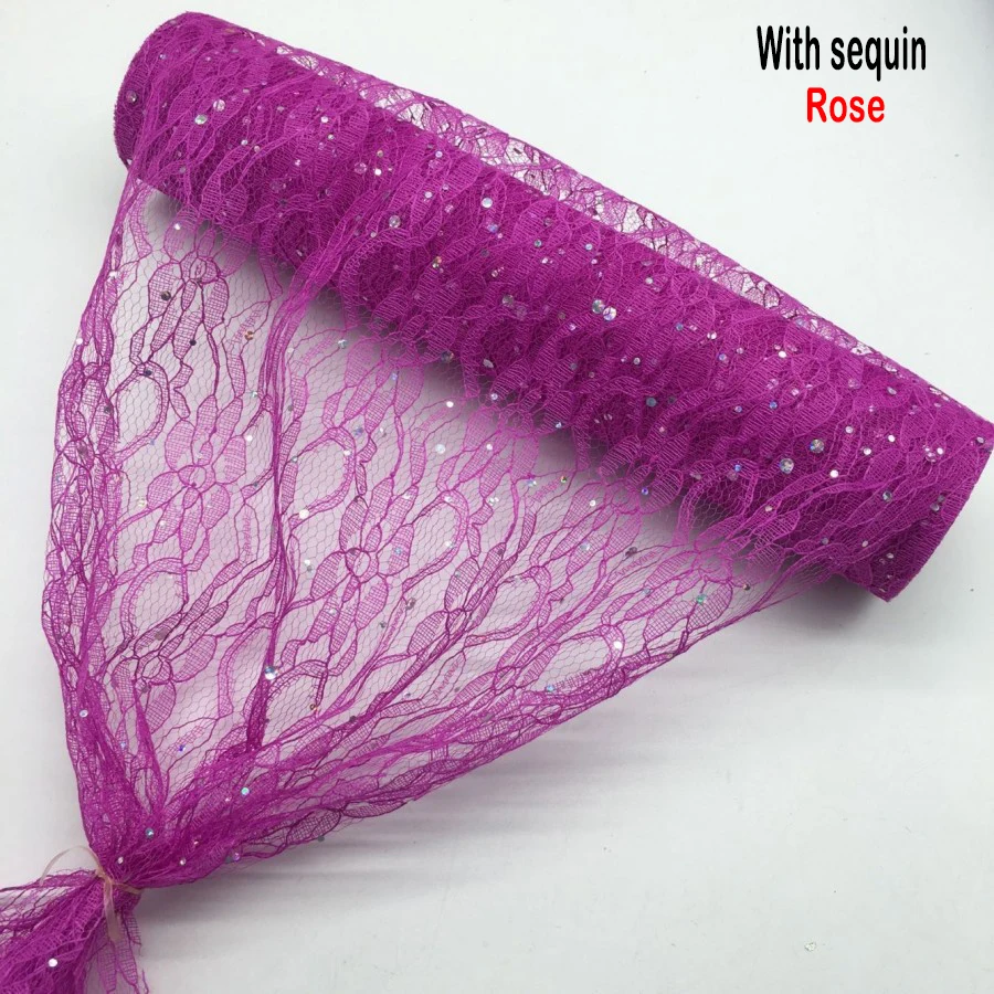 Sequin-Rose Рулон кружева органза катушка ткань ленты 30*910 см Сетка Ткань DIY свадебное мероприятие лента на стул для вечеринки лук настольная дорожка украшения - Цвет: Sequin-Rose