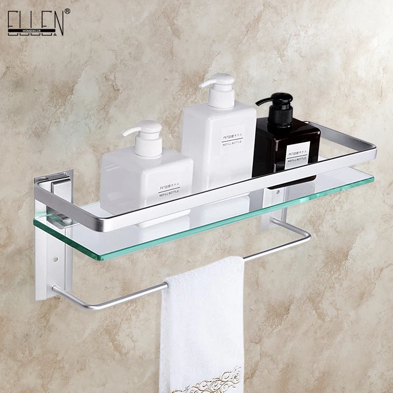 Настенная стеклянная полка для ванной комнаты с держателем полотенец - купить по