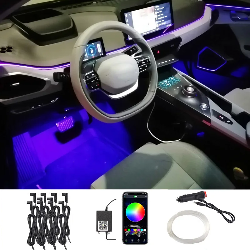 

Super Bright Dashboard Console Strip Car Interior Ambient Light RGB Cold Light Line Optical Fiber DIY Auto LED Decorative Lamp