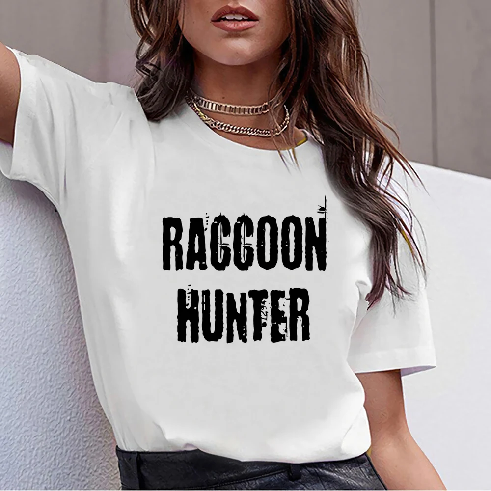 

Женские топы, футболка, Женская смешная белая хлопковая Футболка raccoon hunter