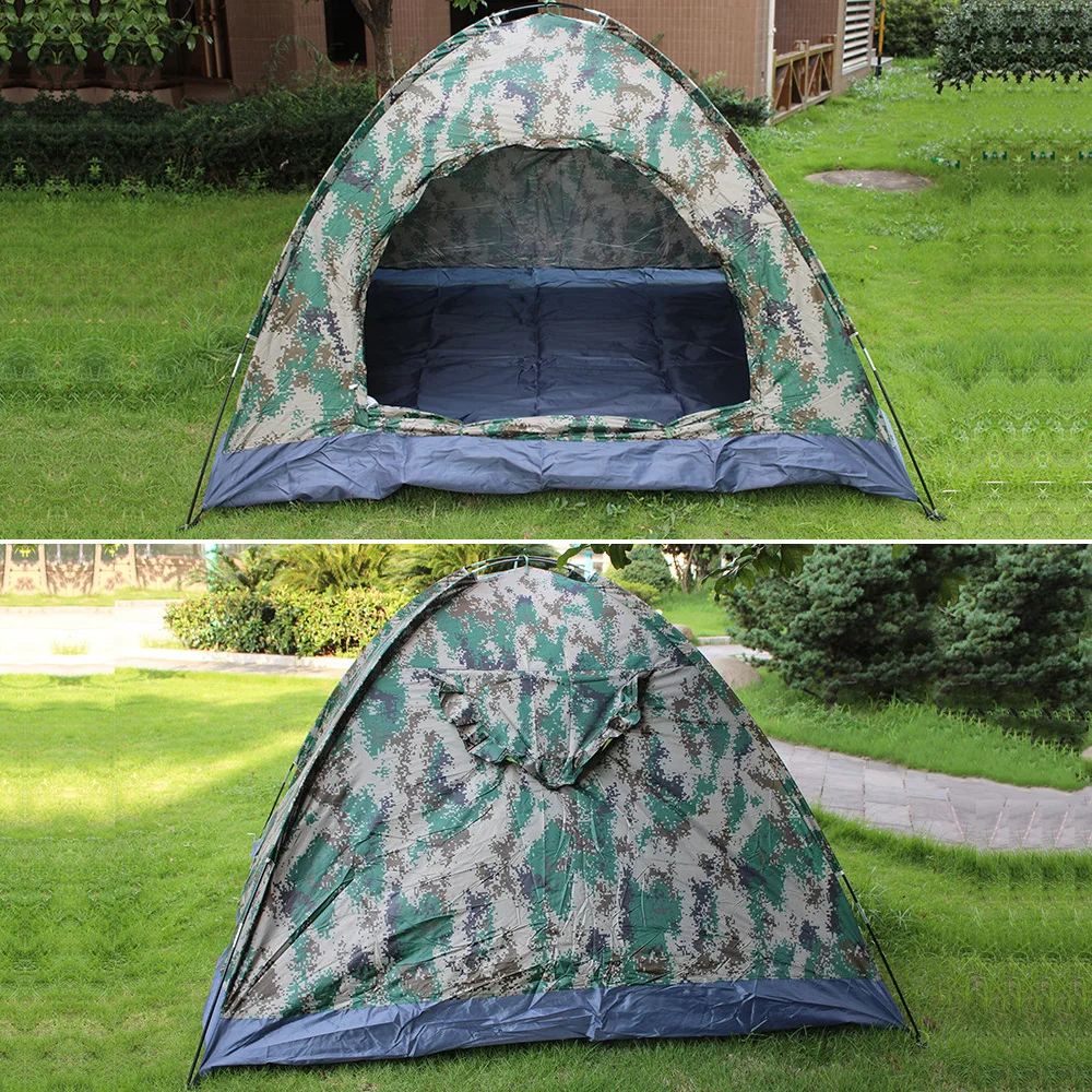 

Camping Tent Waterproof Anti-UV 4 People Portable Single Layer Digital Camouflage Tent for Hiking Beach Fishing Picnic