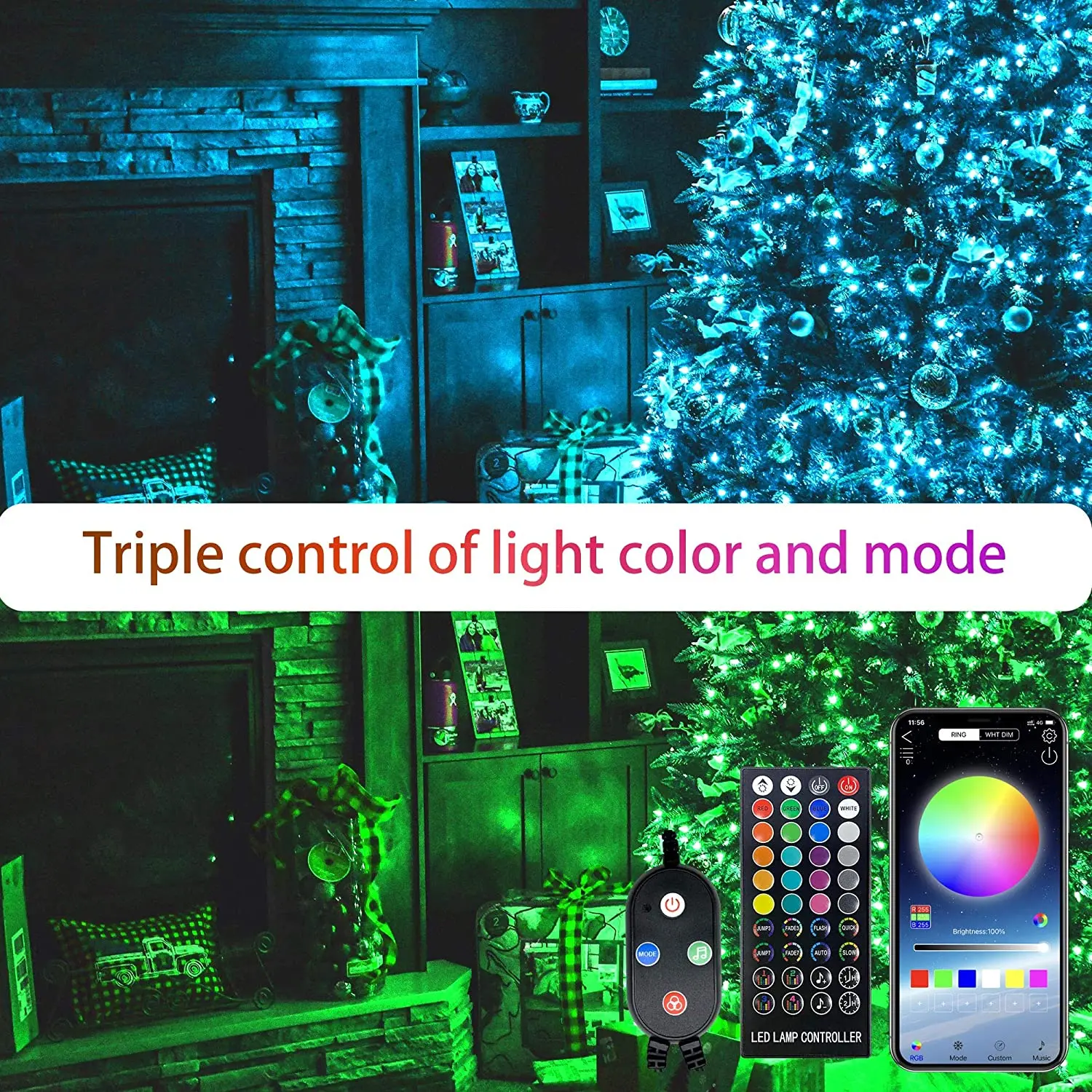 Светодиодная музыкальная RGB Гирлянда с медным проводом лампа управлением через