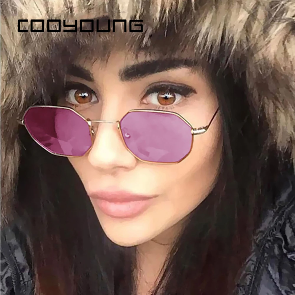 COOYOUNG модные шестиугольные Квадратные прозрачные солнцезащитные очки женские