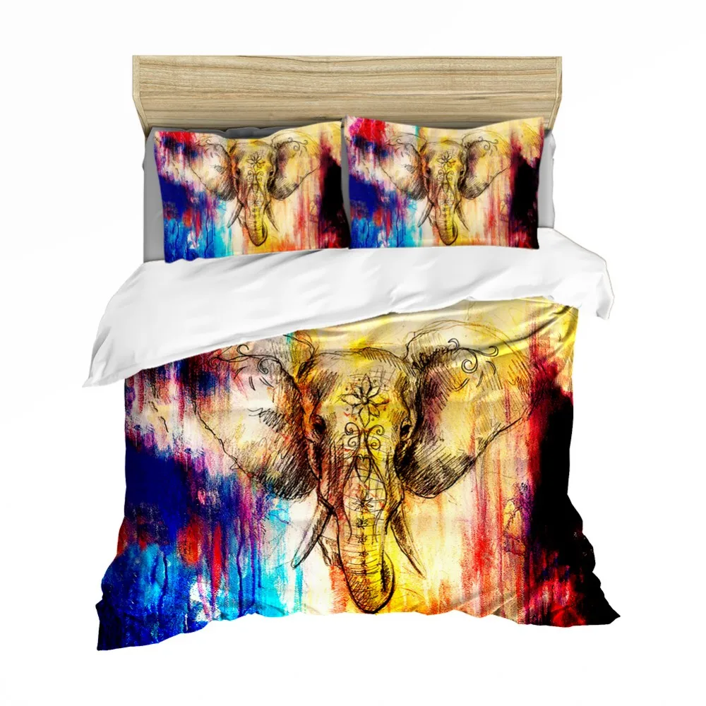Слон живопись пододеяльник 2/3 шт эскиз животных комплект постельного белья