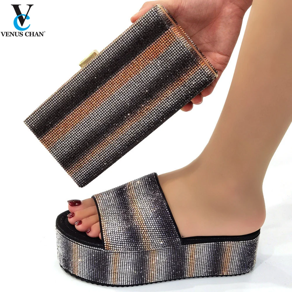 

Italian Women Shoes with Bags Set Decorated with Rhinestone Luxery Shoes High Heels Sexy Ladies Wedding Shoes for Women Bride