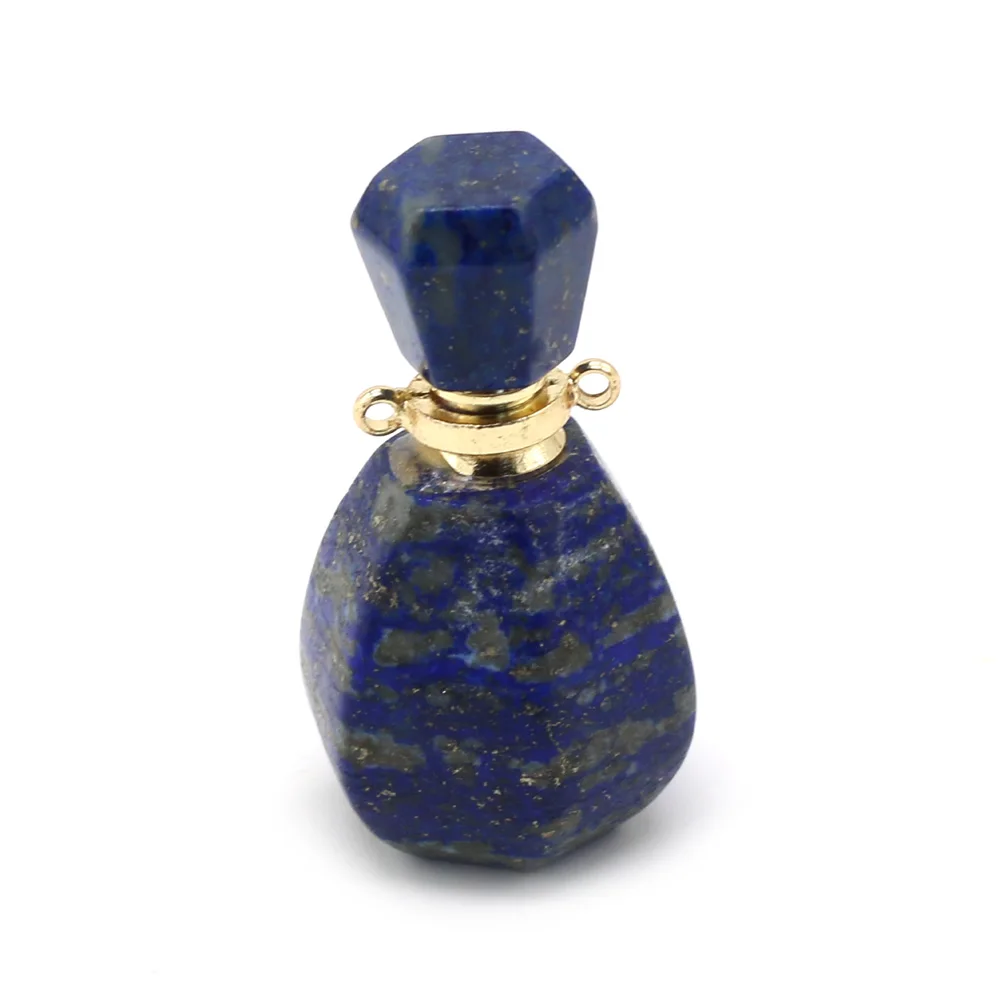 

Natural Gems Lapis Lazuli Stone Perfume Bottle Pendants Essential Oil Diffuser for Necklace Jewelry Making Women Gift 16x33mm