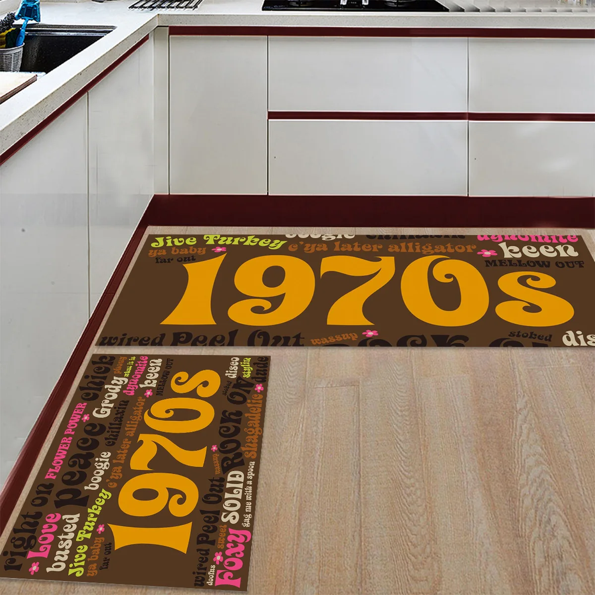 Английские номера коричневый лепестки набор кухонных ковриков анти-скольжения