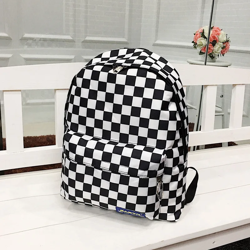 

2020 Unisex Plaid Nylon Female Travel Daypack Laptop Backpack Book Schoolbags Feminina School Casual Rucksack Women Bag Rugzak