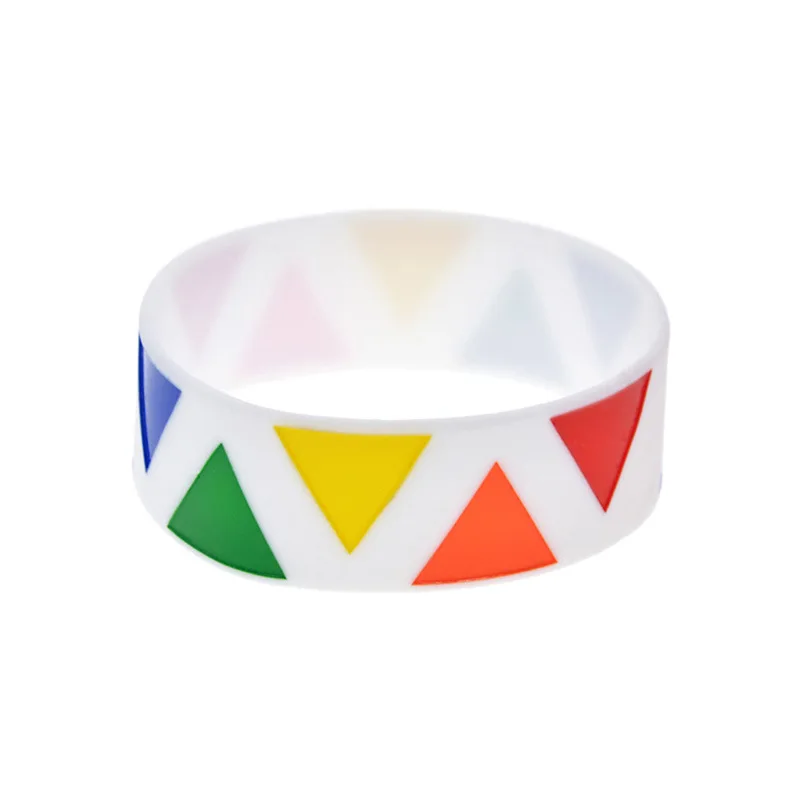 Модный Цветной силиконовый браслет с гравировкой Радуга 1 дюйм широкий ремешок