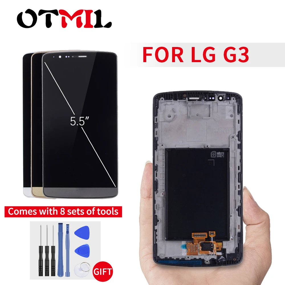 5 &quotOtmil для LG G3 ЖК дисплей с сенсорным экраном рамкой дигитайзер сборка D850 D851 D855