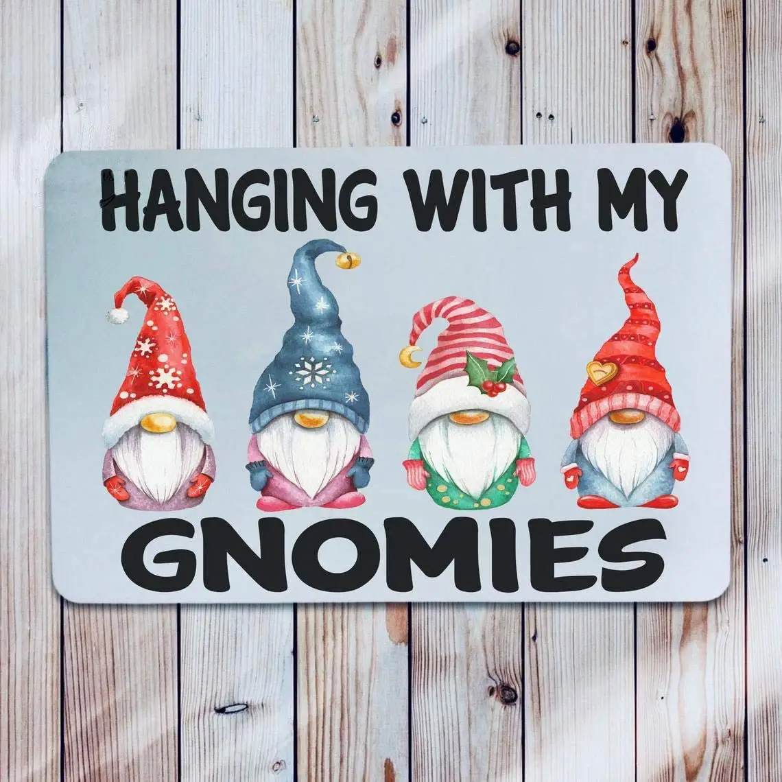 

Funnymetal Sign Hanging with My Gnomies Christmas Decor Gnome Decoration Idea Garden Gnome Wall Art Present for Her Vintage Nove