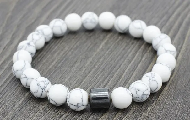 8 мм hdf2 Отрегулированная Веревка Йога howlite Лабрадорит карта камень белый черный