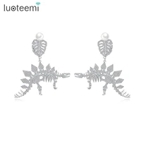 luoteemi dinosaur drop earrings for women animals earring cubic zircon fashion jewellery dating party christmas gifts bijoux