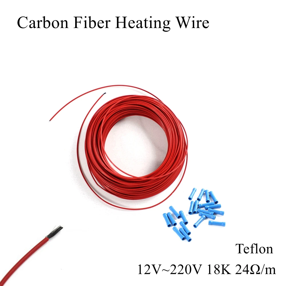 12V 220V 1K 410Ω/м кабель для нагрева углеродного волокна из силиконовой резины провод