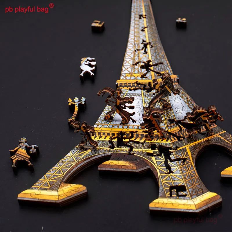 PB игривый пакет деревянные 3D головоломки неправильной формы железная башня для