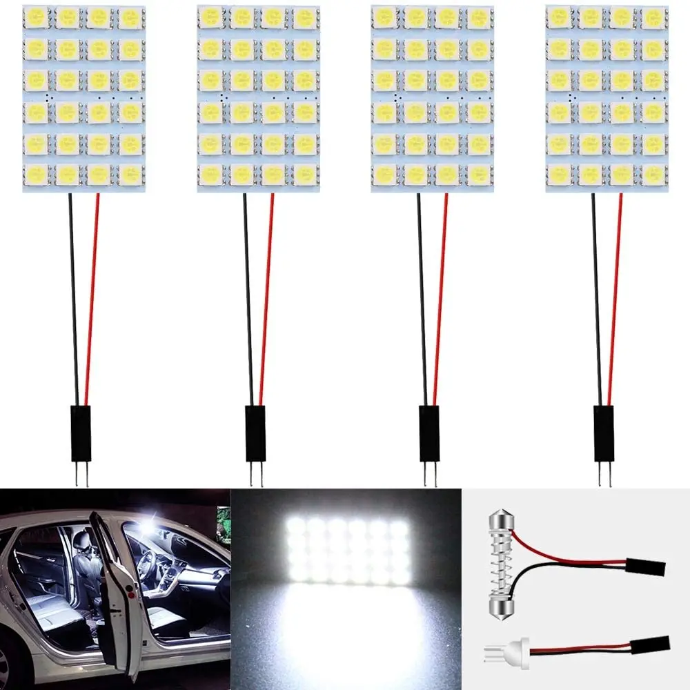 

4 шт./упаковка, светодиодные лампы белого цвета, 24 SMD, 4 шт.
