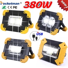 380W Powerful Spotlight Portable Work Light LED Rechargeable Waterproof  Outdoor Power Bank Lantern for Outdoor Camping by 18650