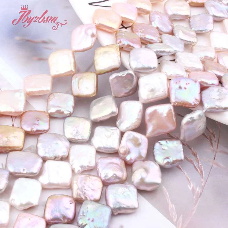 Квадратные бусины из пресноводного жемчуга белые серые розовые фиолетовые 11-12 мм