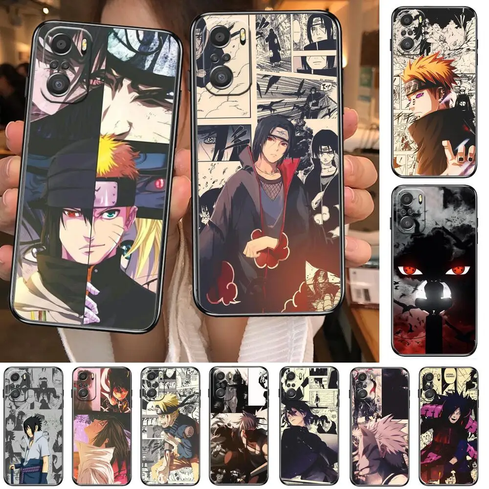 

Anime N-Naruto Akatsuki Kakashi Itachi Phone Case For xiaomi mi 11 Lite pro Ultra 10s 9 8 MIX 4 FOLD 10T 5g Black Cover Silicon