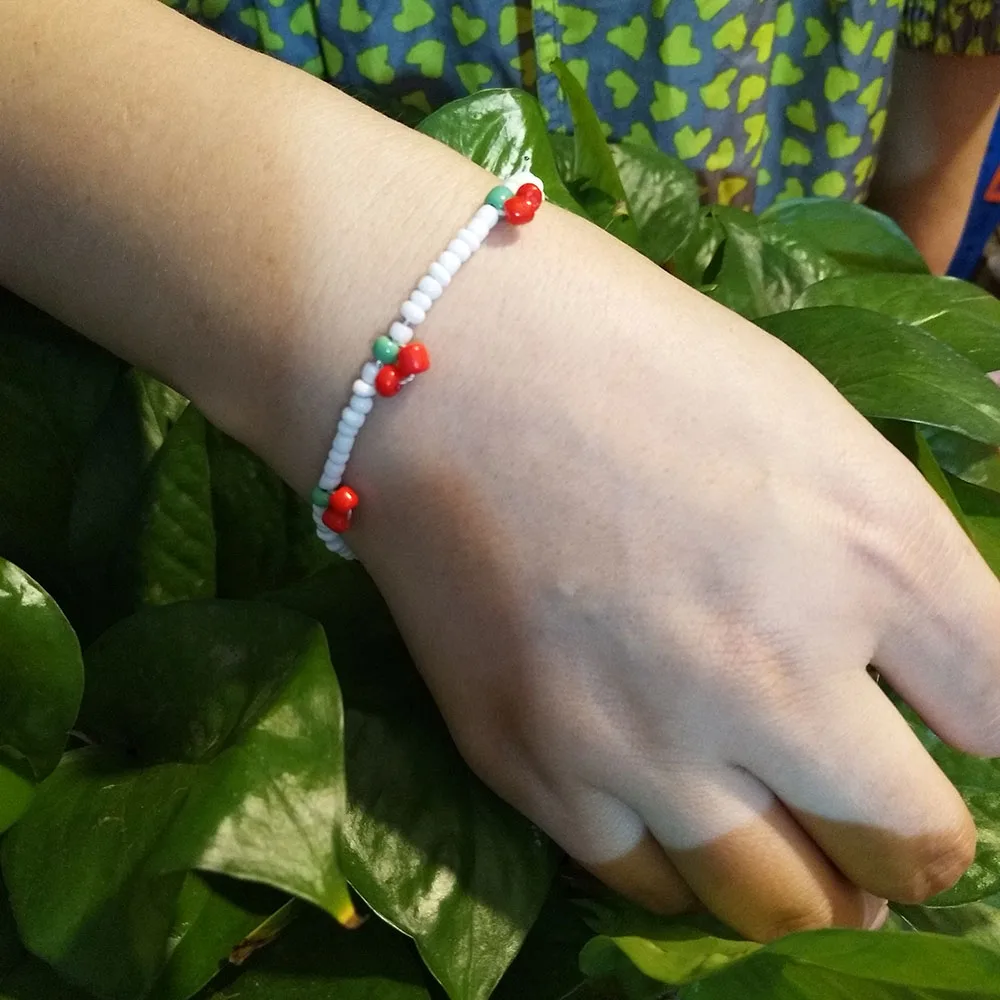 Новое поступление летнее ожерелье ручной работы из бисера красная вишня белая