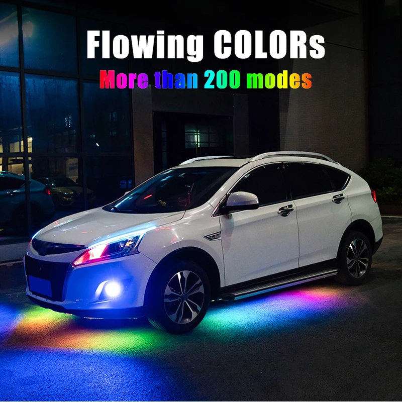 Niscarda 4 шт 12V IP65 Bluetooth App Управление RGB Светодиодные ленты под автомобиль 60 90 120 см Tube Underglow днища Системы неоновый светильник