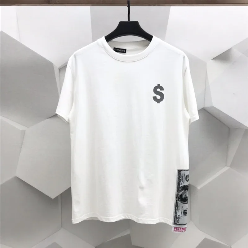

Vetements Money T-shirt Men Women Banknote Patch Logo Vetements Tee Letters Reflective Print VTM Tops