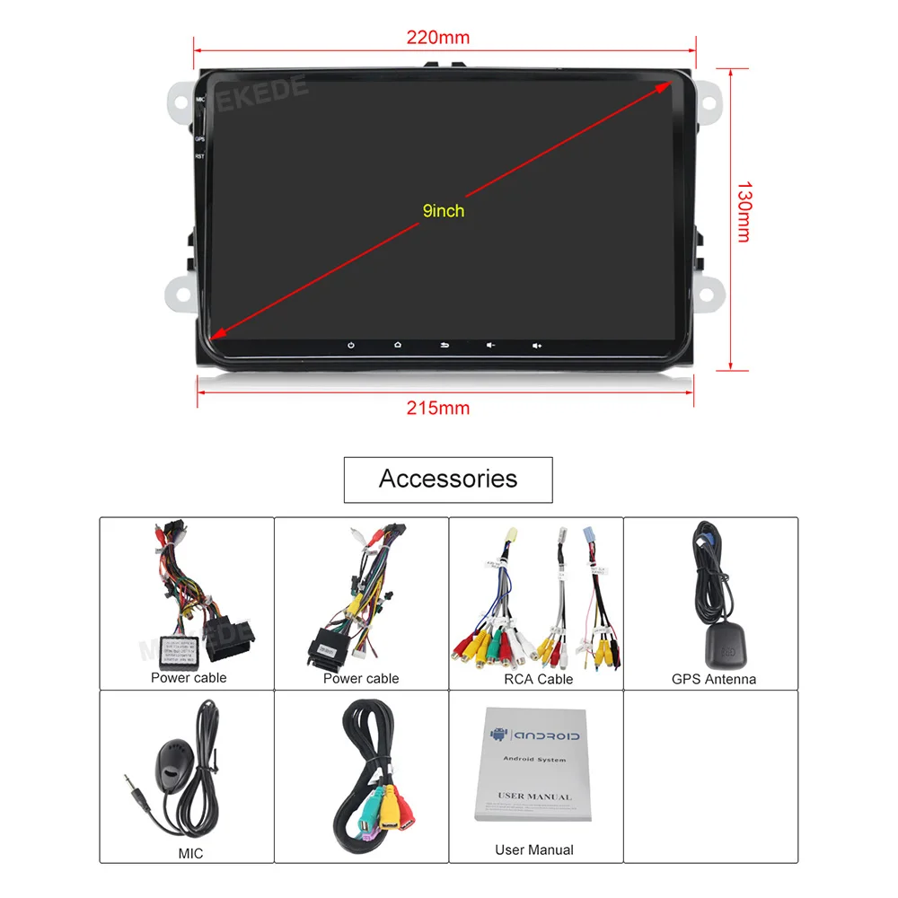 MEKEDE 2 Din 9 дюймов Автомобильный DVD плеер для VW Volkswagen Passat Polo GOLF для Skoda Seat Leon gps-навигация FM RDS Карты радио 1080 P USB