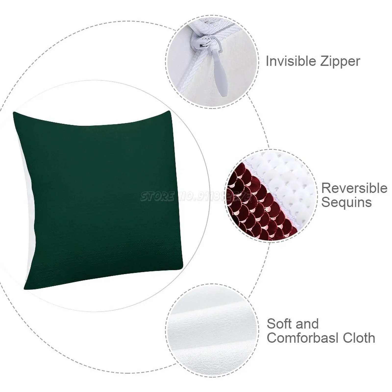 Ультра-глубокая изумрудная зеленая Наволочка на месте с блестками Декор для дома