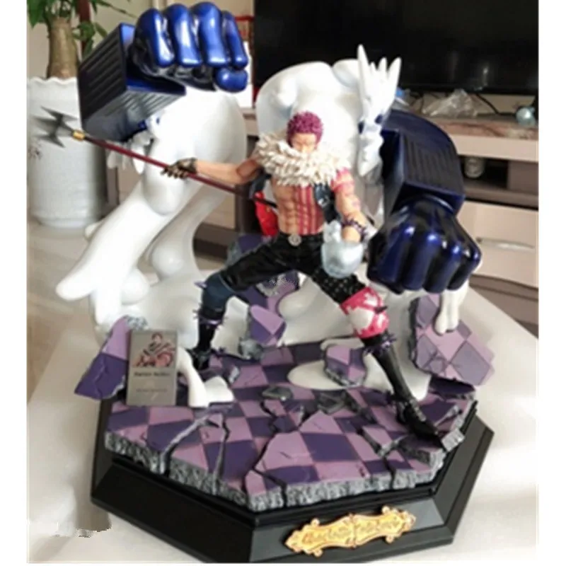 

15" ONE PIECE Statue Card two Dessert Three Star Charlotte Katakuri Bust GK Action Figure Collectible Model Toy BOX 39CM Q848