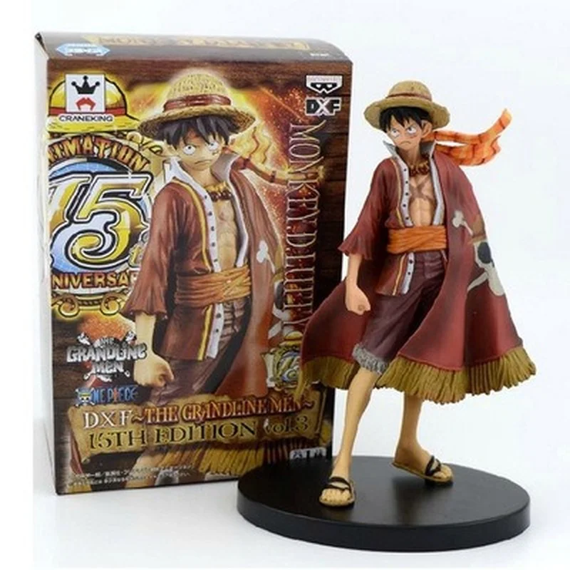

Bandai One Piece 15th Anniversary Straw Hat Boy 17cm Cloak Monkey D. Luffy Super Movable Anime Model Decoration Doll Boy Toy