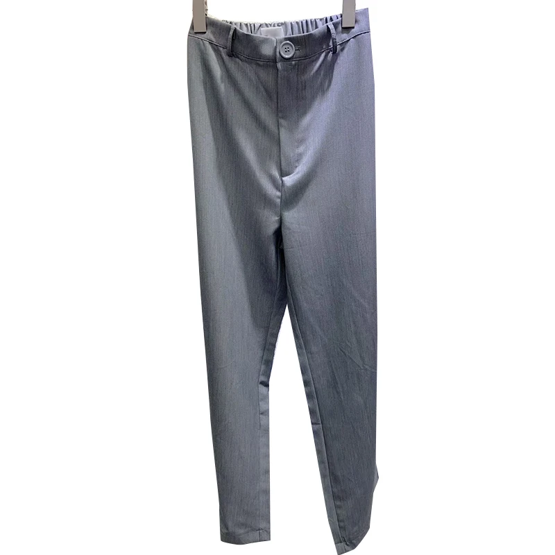 

VGH Casual Solid Two Piece Set For Women Slash Neck Long Sleeve Blazers High Waist Wide Leg Pants Elegant Sets Female 2021 Style