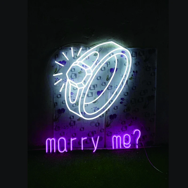 Пользовательские светодиодные неоновые Свадебные вывески для Marry Me Настенные
