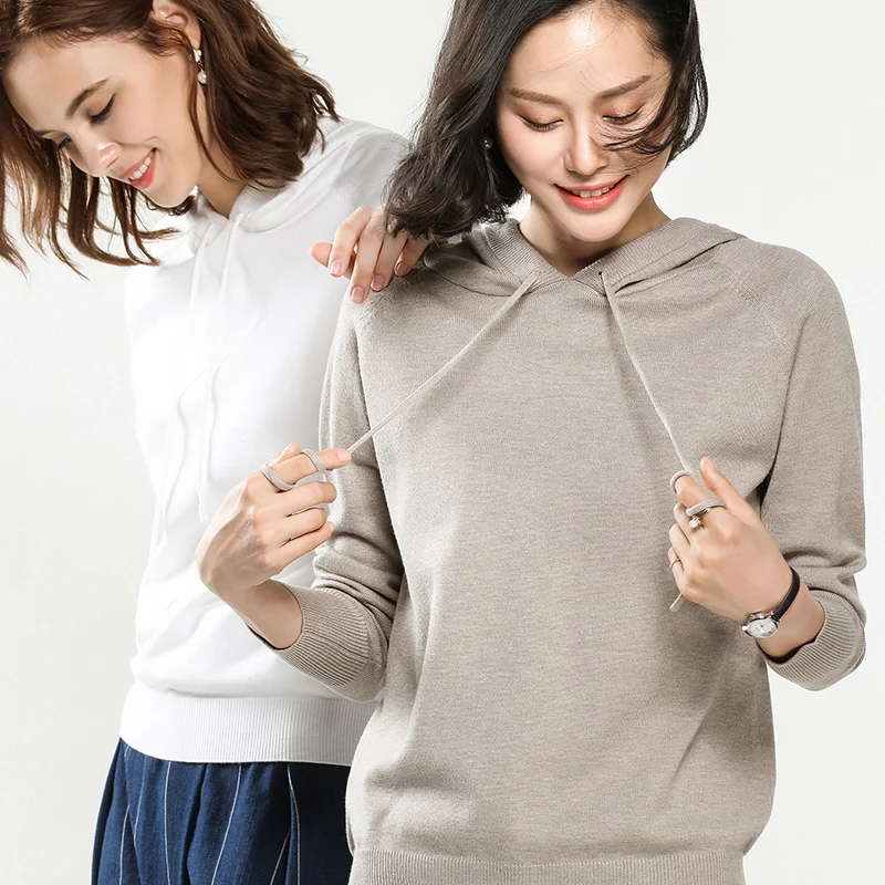 Женский пуловер с капюшоном осенние и зимние модели длинными рукавами Свободный