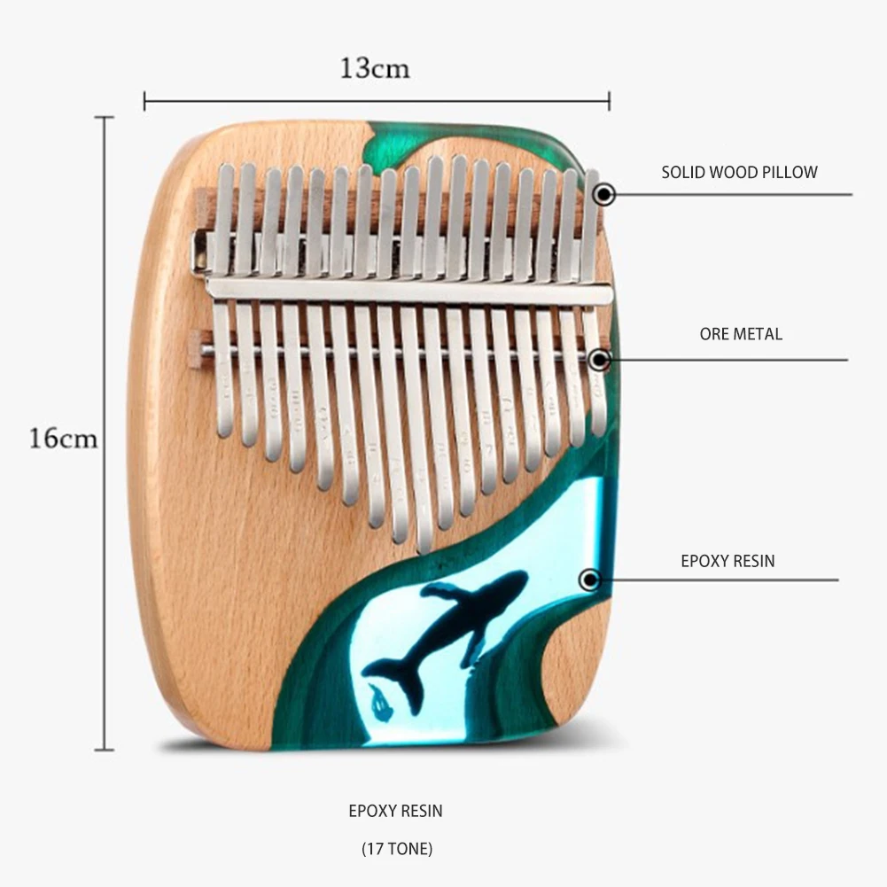 

HLURU Blue Ocean Kalimba 17 Key Whale Thumb Piano Hand-Made Flat Board Piano Birthday Gift High Quality Musical Instrument