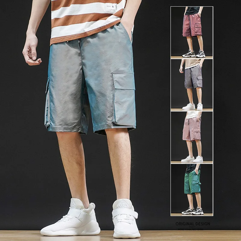 

Japanese Summer New Adolescents Bright Large Pockets Design Casual Pants Students Baggy Shorts Men's Hip Hop Casual Short Men's