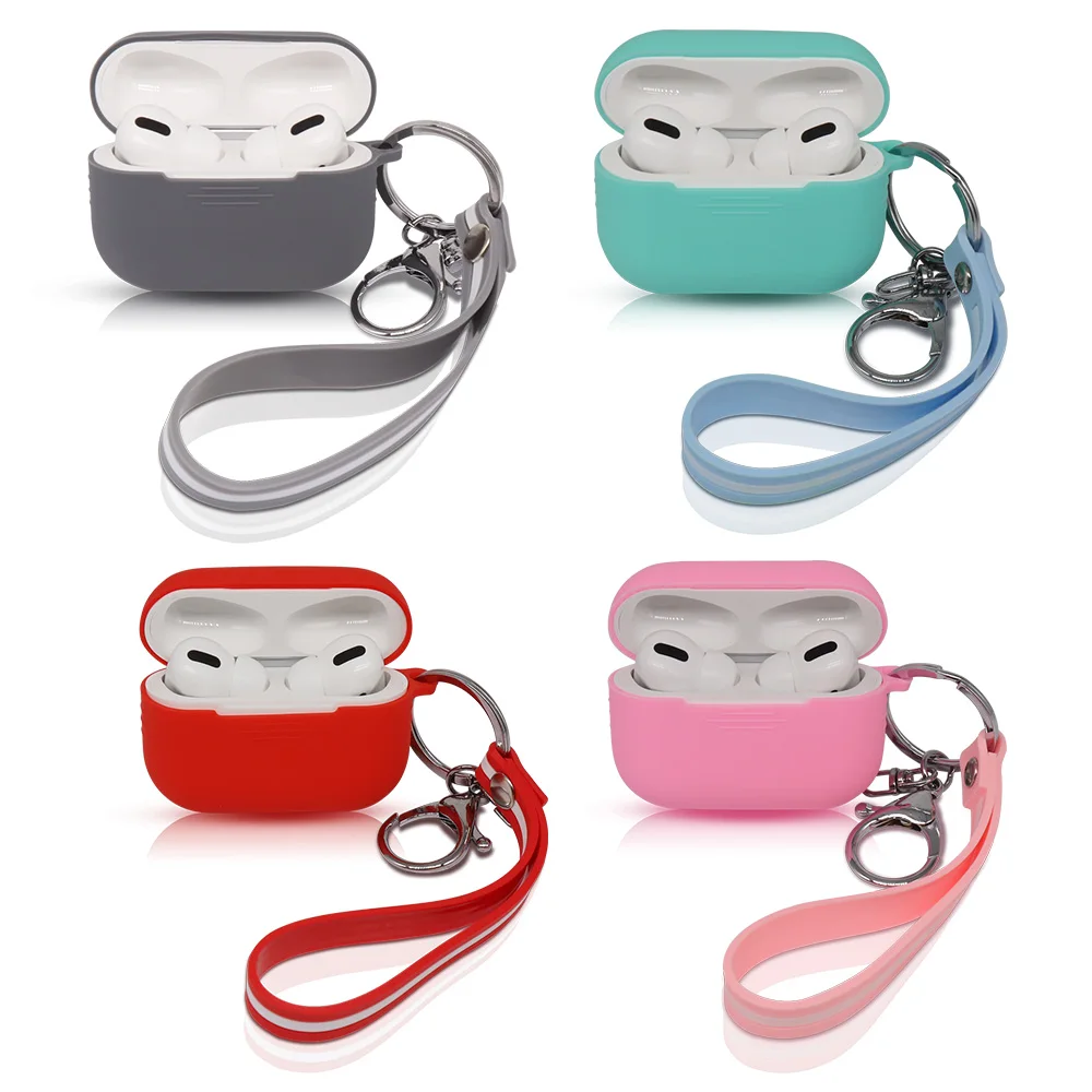 Силиконовый чехол для Airpods Pro беспроводные Bluetooth наушники с брелоком Airpod3 защитный