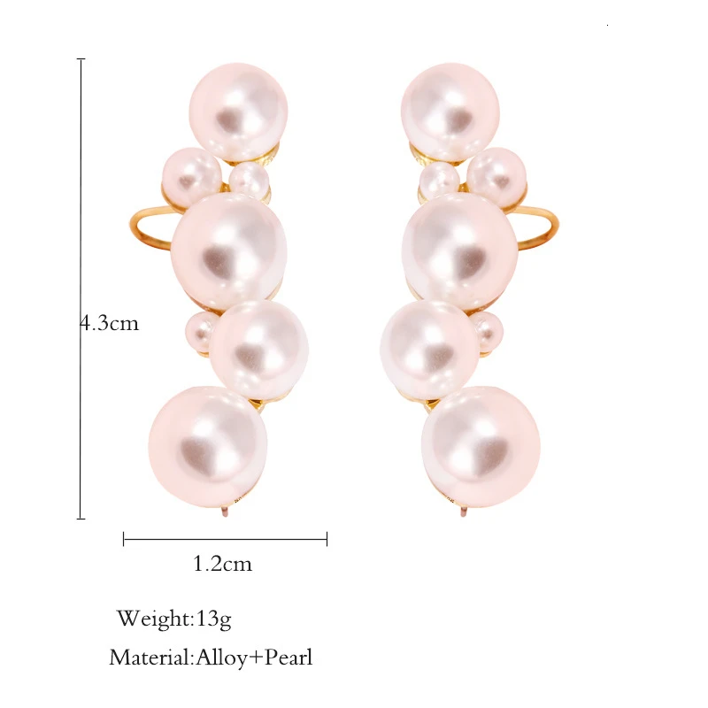 Женские серьги клипсы с имитацией жемчуга Jouval Boho манжеты для невесты модные