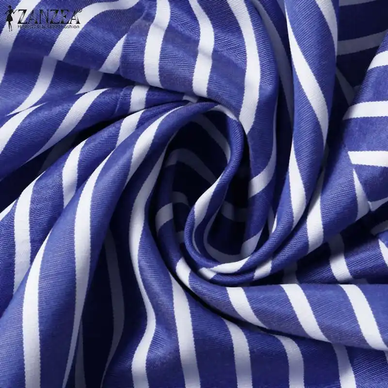 

Women 2021 Fashion Long Skirt Bohemian Holiday Beach Mujer Falda ZANZEA Elegant Striped Bottom Office Lady Casual A Line Skirts