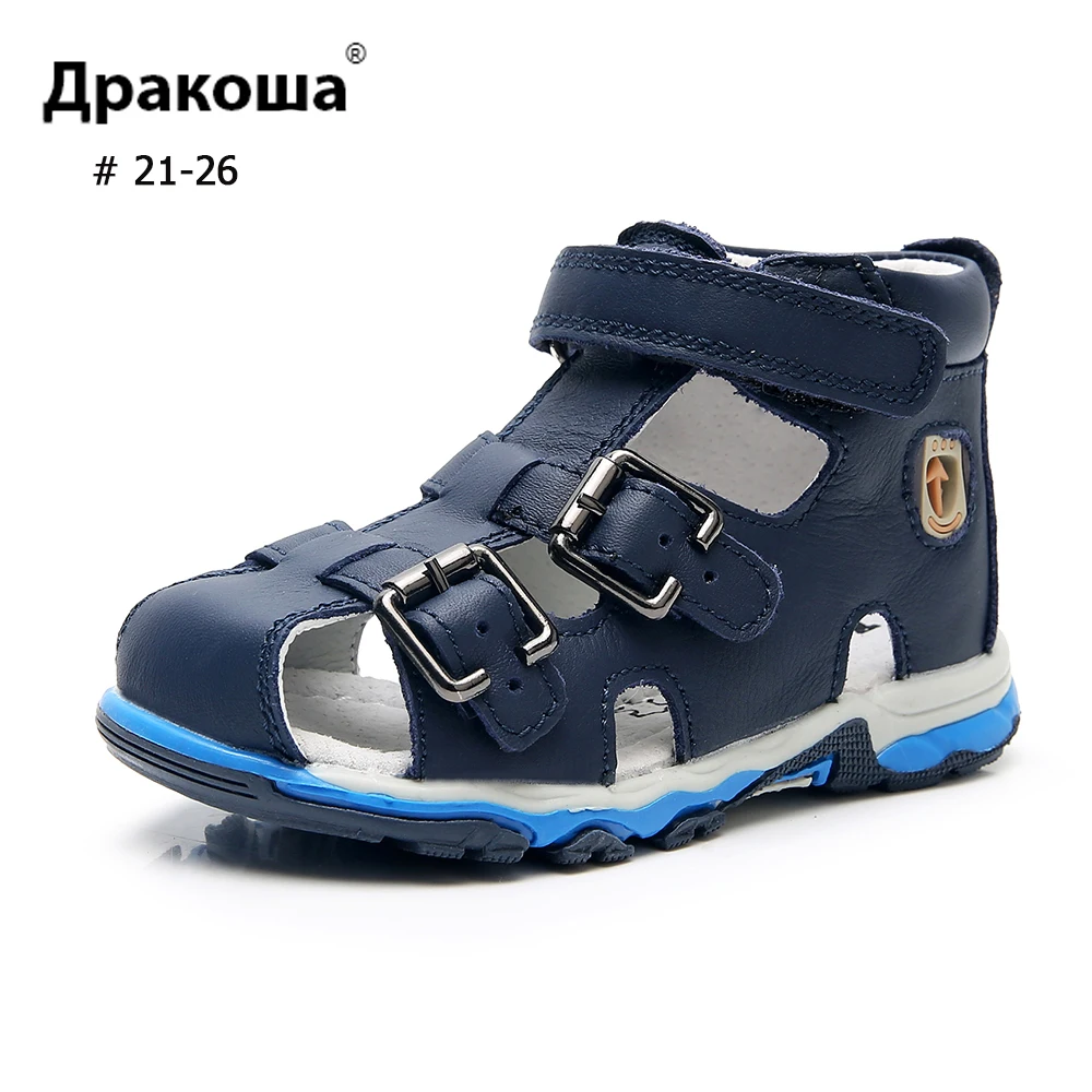 Сандалии APAKOWA для мальчиков босоножки из натуральной кожи с 3 ремешками