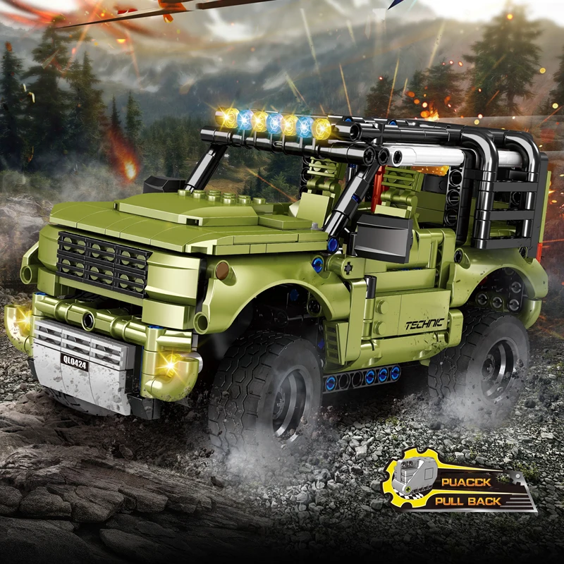 

Mailackers Technical Off-road Truck Pull Back Function SUV Speed Supercar Buildind Block Education Toys For Boys Christmas Gift