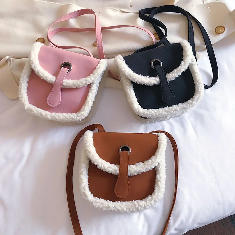 Плюшевая маленькая сумка на плечо из искусственного меха сумка-седло Женская