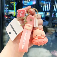 cute anime pig animal zinc alloy metal car pink key chain ring for couples honda toyota ford lovers gift keychain for car keys