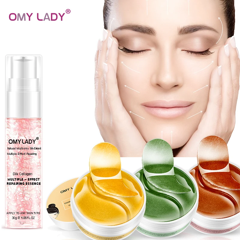 

OMY LADY Eye Patch Mask Collagen Against Wrinkles Dark Circle Care+Silk Collagen Face Serum Tightening Pores Repair Shrink Pore