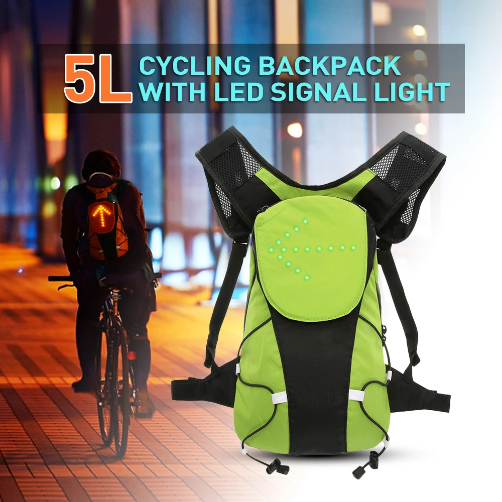 

Lixada 5L Lightweight USB Rechargeable Reflective Backpack with LED Signal Light Outdoor Sport Safety Bag Gear for Cycling