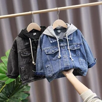 2 8 years old boy children clothes outerwear spring autumn kids long sleeve hooded jean coats fashion baby boys denim jackets