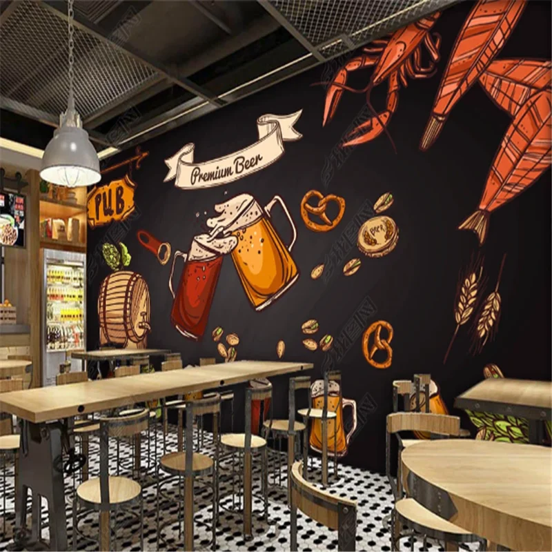 Американская черная доска ручной работы Роспись пиво барные обои промышленный