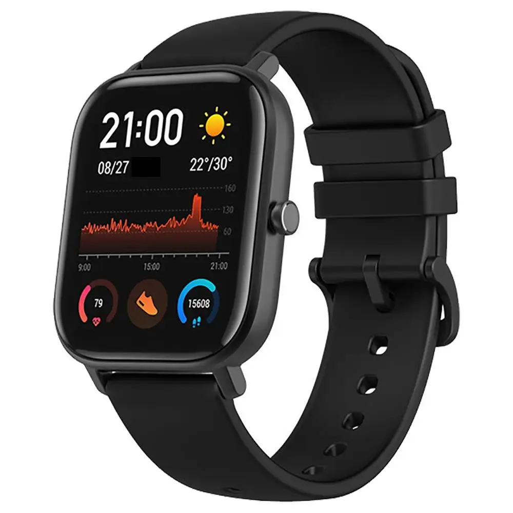 black Новая глобальная версия Amazfit GTS Смарт-часы 1,6" AMOLED 5 ATM водонепроницаемый 14 дней Срок службы батареи 12 спортивных режимов Bluetooth часы - Цвет: black