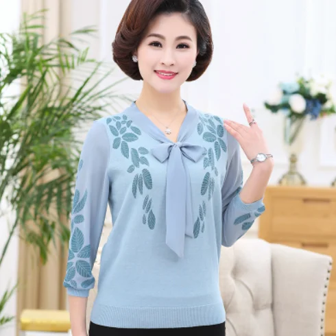 Blusa Feminina 2019 весенние и летние топы выше размера d трикотаж подарок матери шифон