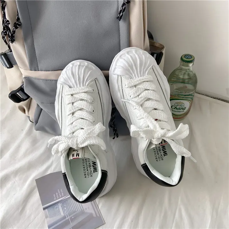 Кроссовки женские массивные Вулканизированная подошва круглый носок толстая