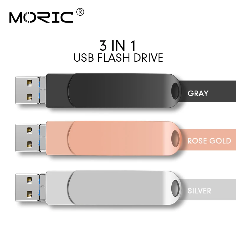 OTG USB флеш накопитель с возможностью поворота 256 ГБ 16 32 64 128 3 в 1 Micro флешка для